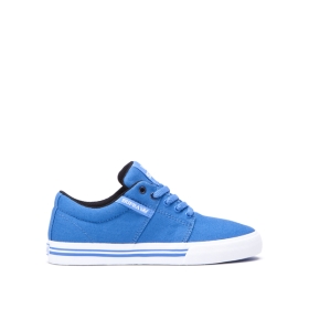 Kids Supra Low Top Shoes STACKS II VULC Blue/White | AU-60680